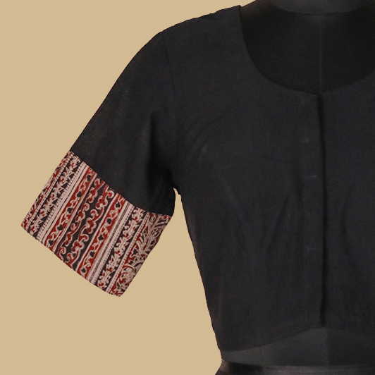 Shruti - Pitch Black Kalamkari Blouse - 32,34,36,38,40,42