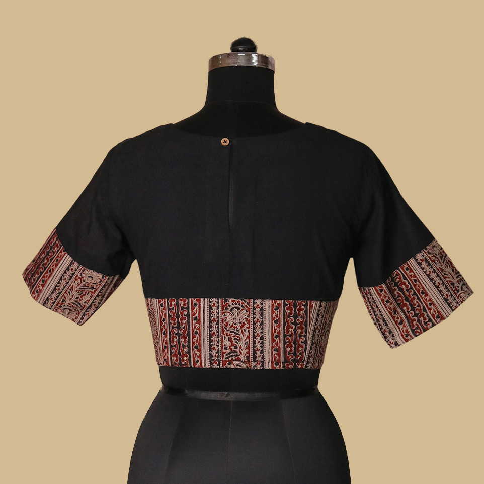 Shruti - Pitch Black Kalamkari Blouse - 32,34,36,38,40,42