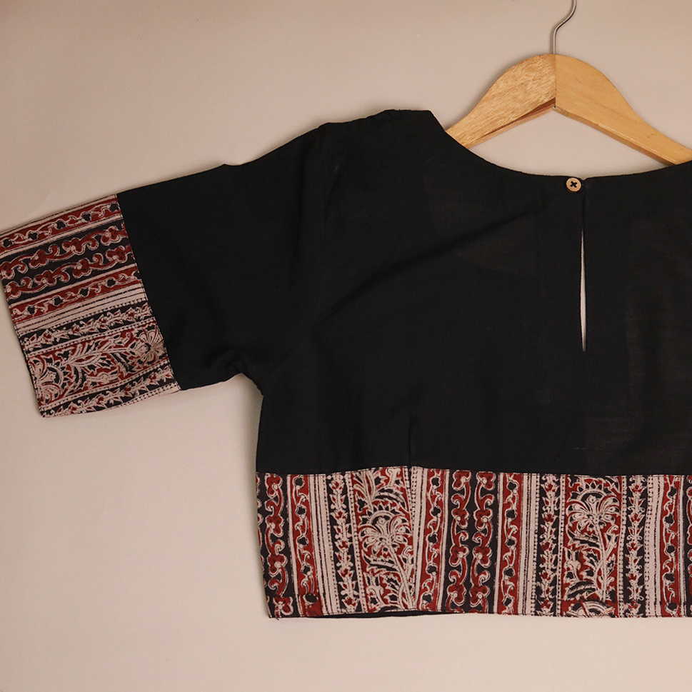 Shruti - Pitch Black Kalamkari Blouse - 32,34,36,38,40,42