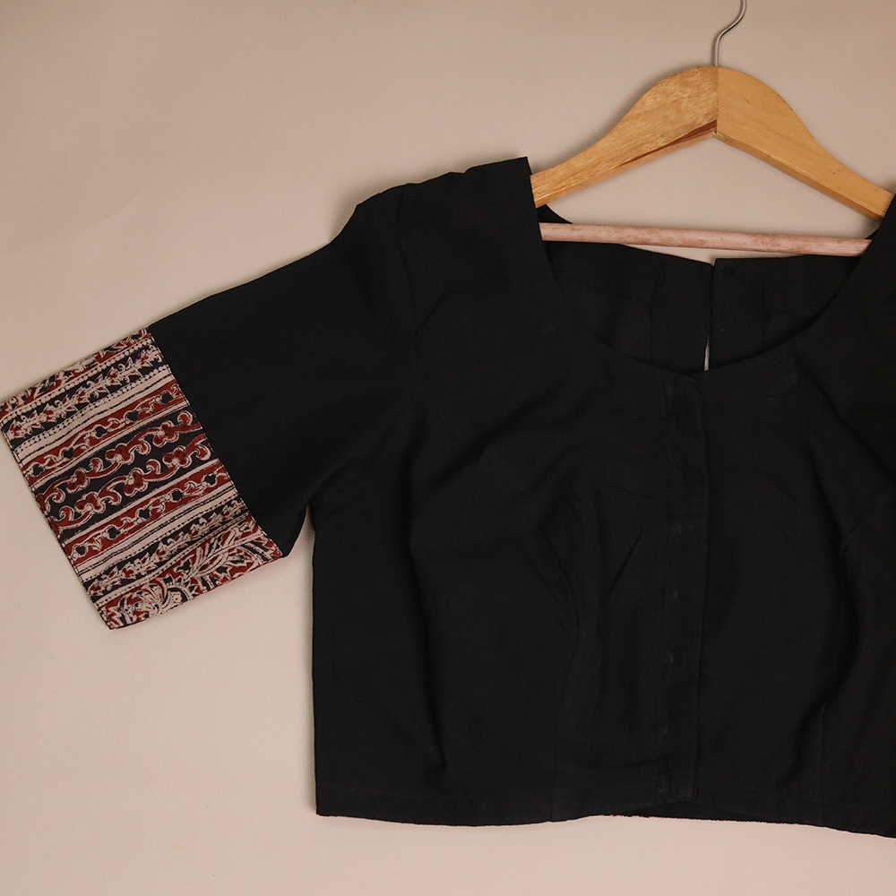 Shruti - Pitch Black Kalamkari Blouse - 32,34,36,38,40,42