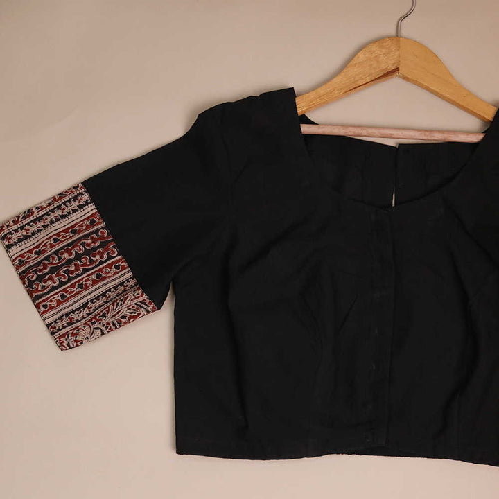Shruti - Pitch Black Kalamkari Blouse - 32,34,36,38,40,42