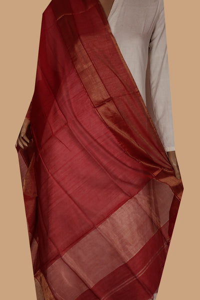 handwoven maheshwari dupatta - deep red