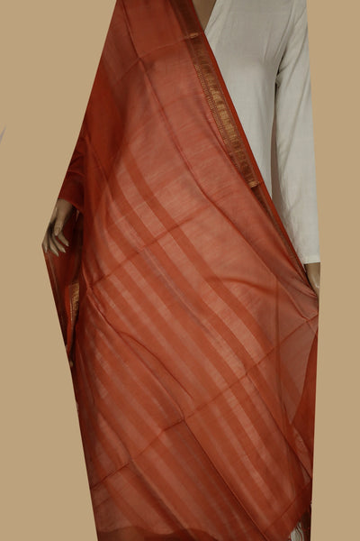 handwoven maheshwari dupatta - rust