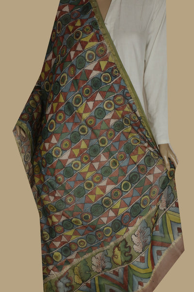 Painted Kalamkari Dupatta - Matkatus