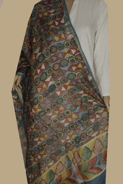 Painted Kalamkari Dupatta - Matkatus