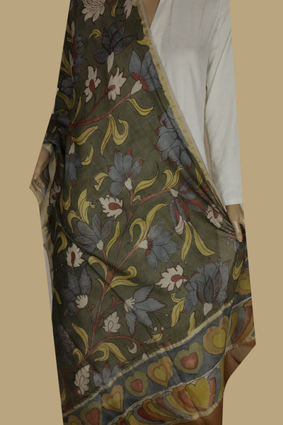 Painted Kalamkari Dupatta - Matkatus