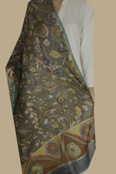 Painted Kalamkari Dupatta - Matkatus