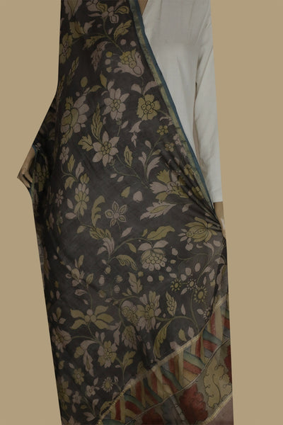 Painted Kalamkari Dupatta - Matkatus