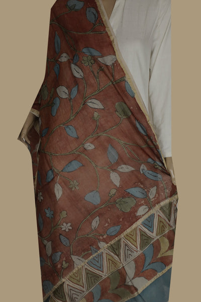 Painted Kalamkari Dupatta - Matkatus