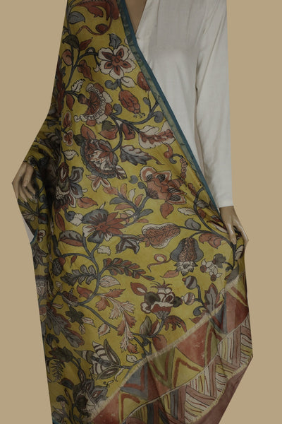 Painted Kalamkari Dupatta - Matkatus
