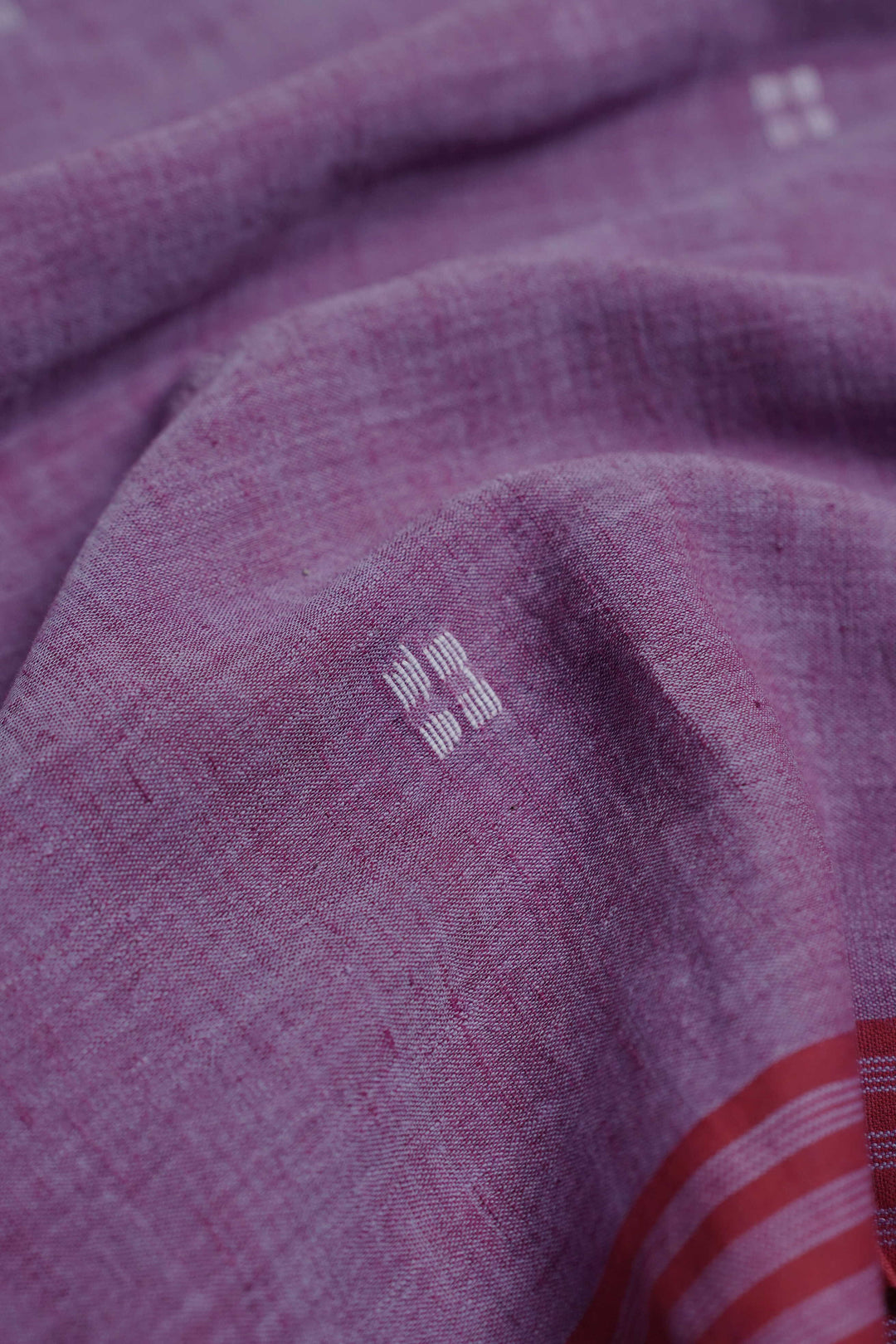 Mauve Purple Jamdani Cotton Fabric - 0.8m