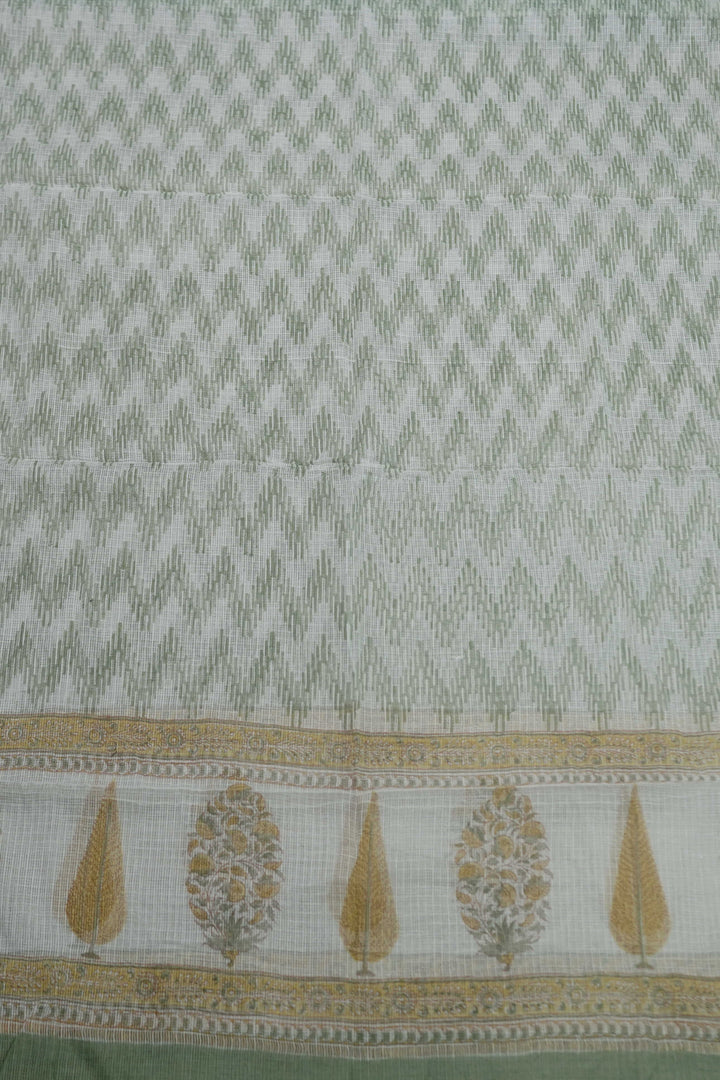 Cream with Zig Zag Block Printed Kota Cotton Dupatta