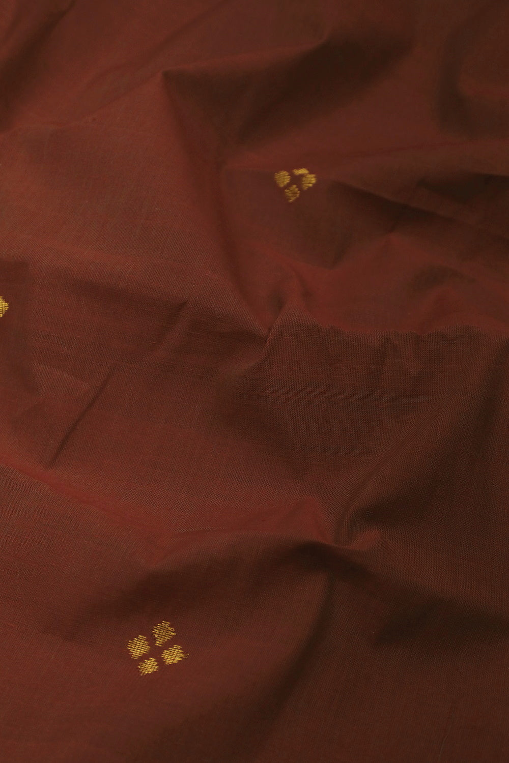 Golden Butta on Maroon Handwoven Cotton Fabric - 0.75m