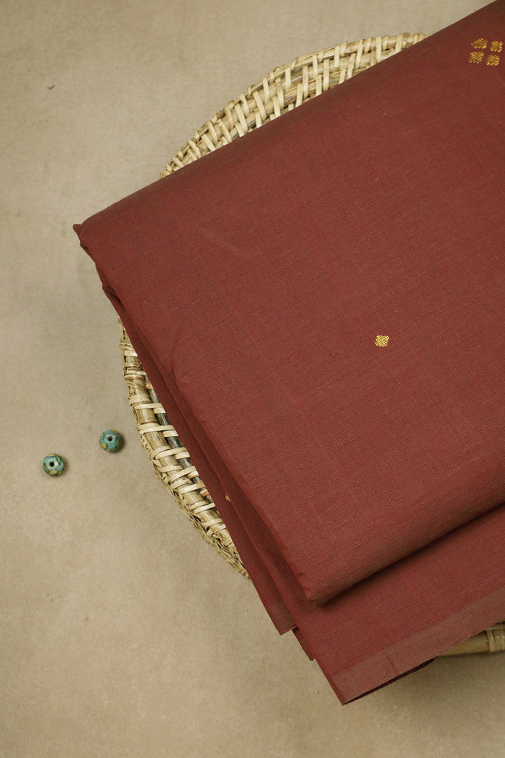 Golden Butta on Maroon Handwoven Cotton Fabric - 0.75m