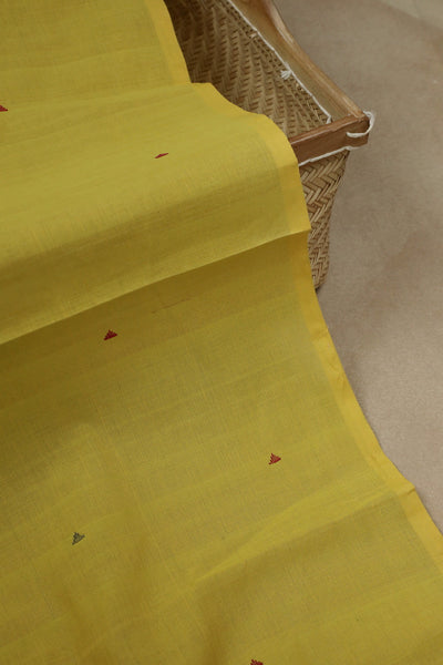 Triangle Butta on Yellow Handwoven Cotton Fabric - 0.5m