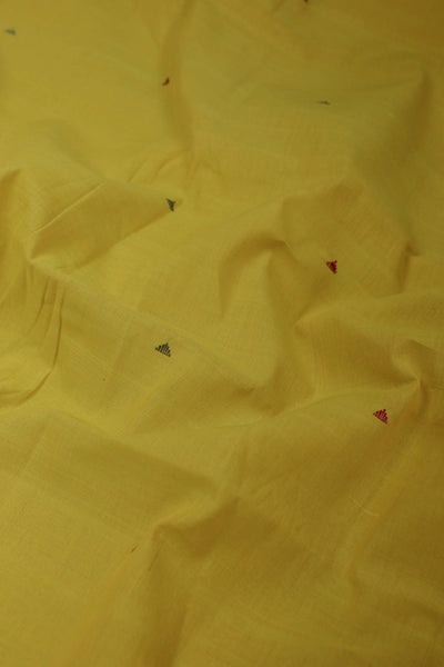 Triangle Butta on Yellow Handwoven Cotton Fabric - 0.5m