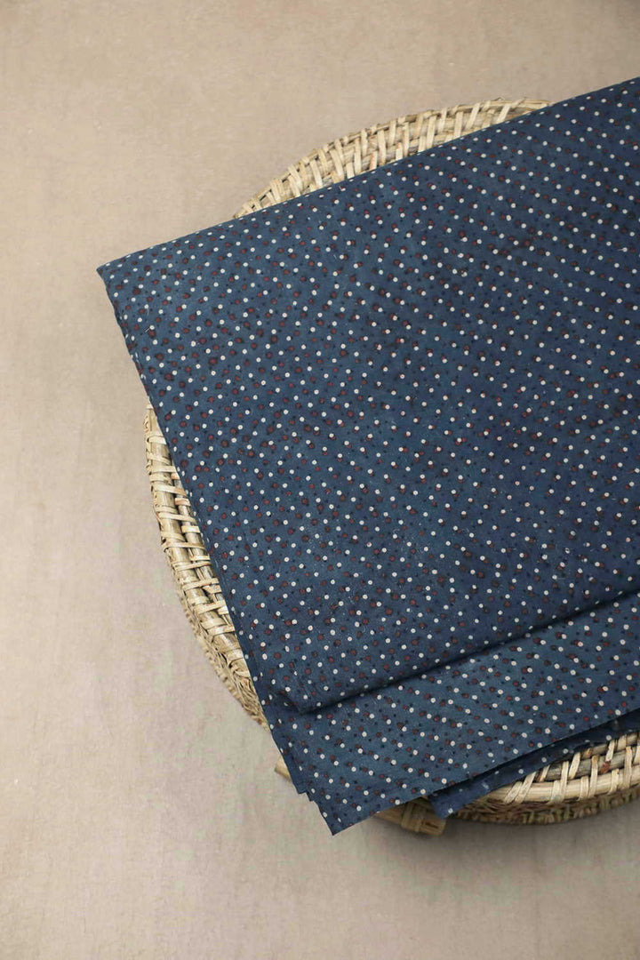 Maroon & Cream Tiny Dots Ajrak Cotton Fabric