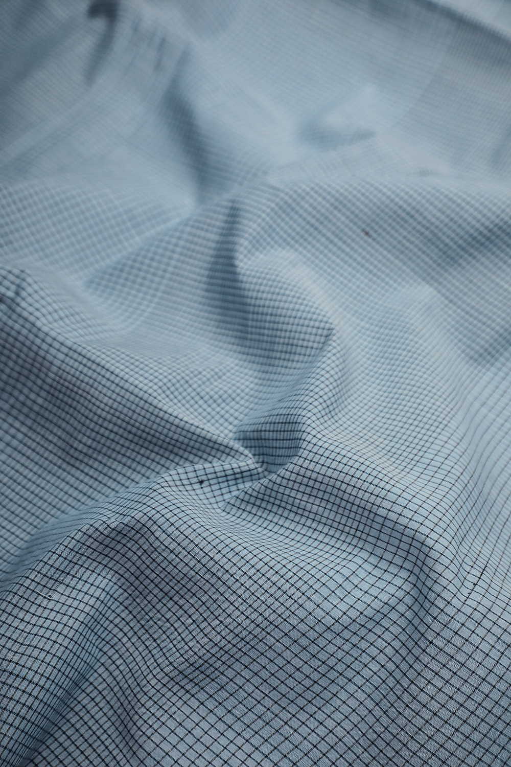 Checkered Blue Handwoven Cotton Fabric