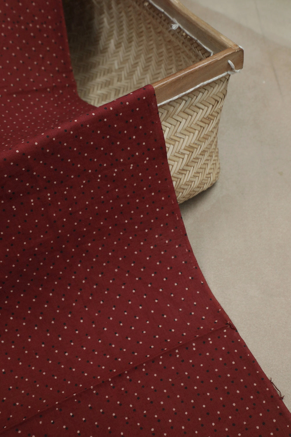 Maroon with Tiny Dots Ajrak Cotton Fabric - 0.5m