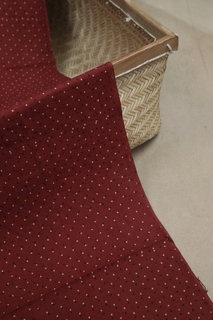 Maroon with Tiny Dots Ajrak Cotton Fabric - 0.5m