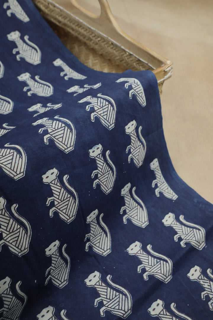 Monkeys Block Printed Cotton Fabric - 1.9m