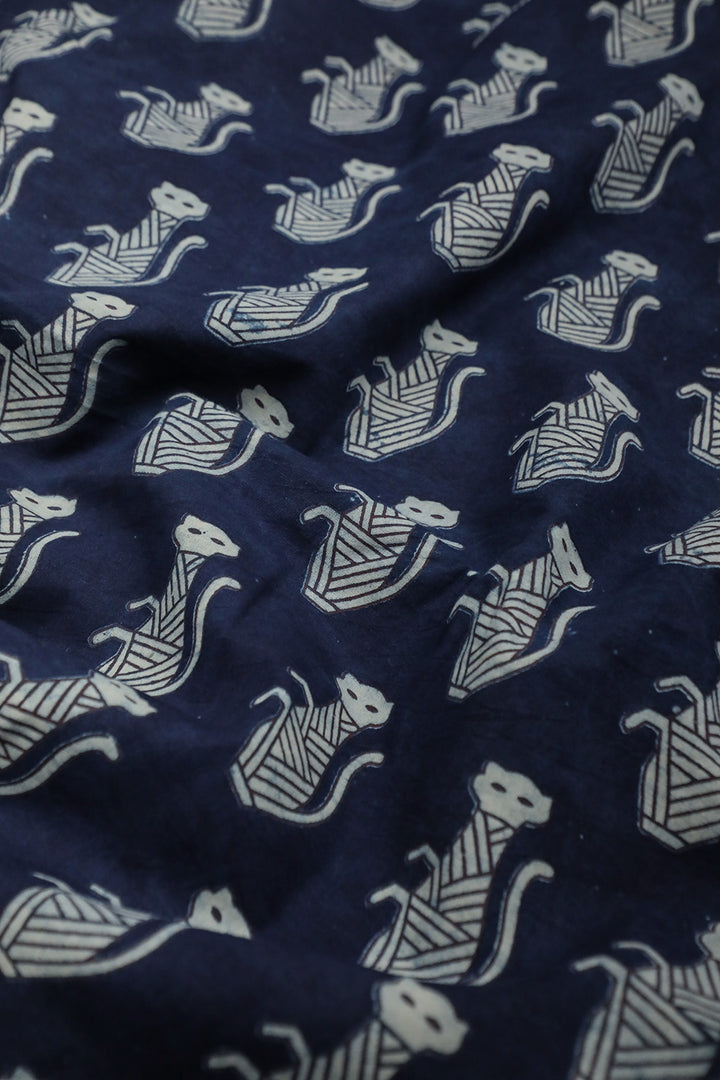 Monkeys Block Printed Cotton Fabric - 1.9m