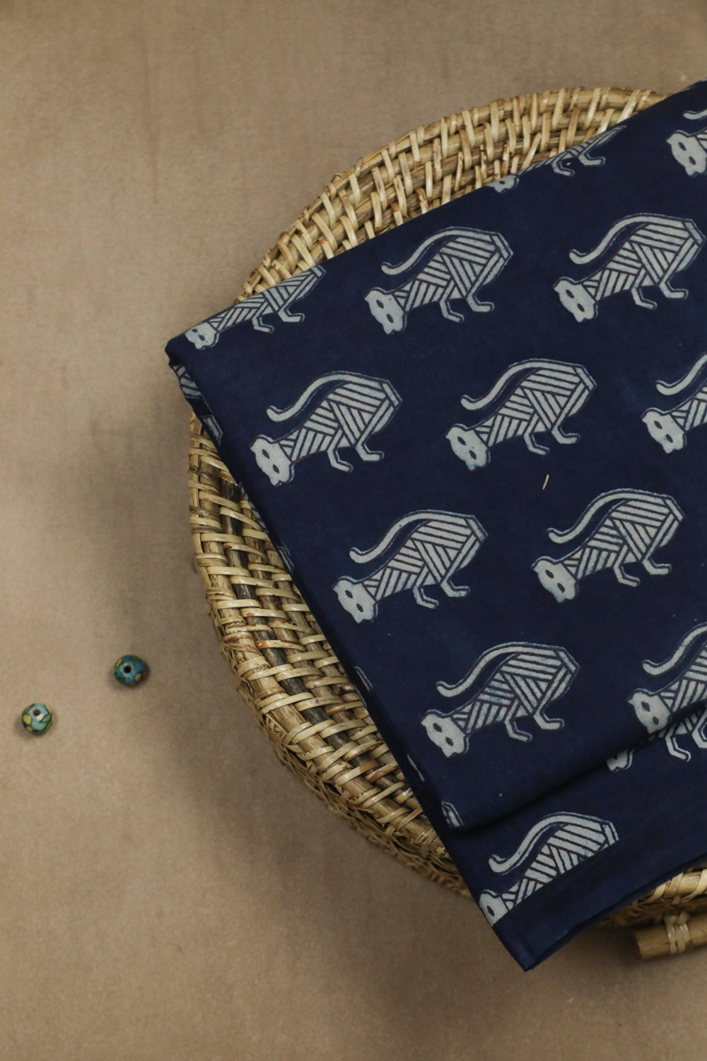 Monkeys Block Printed Cotton Fabric - 1.9m