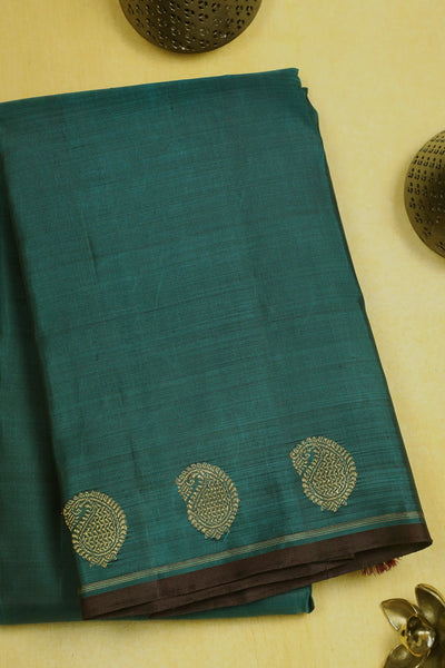 Bluish Green Kanchipuram Silk Saree