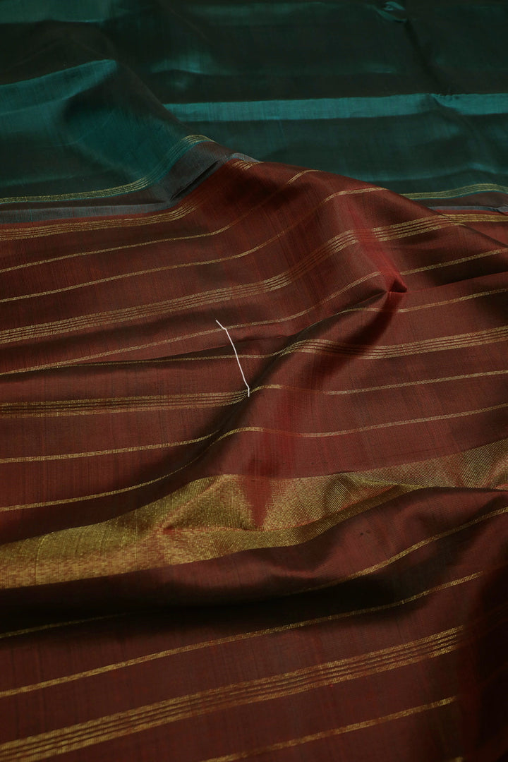 Bluish Green Kanchipuram Silk Saree