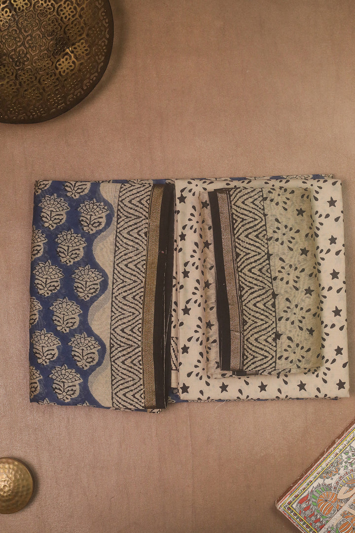 Butta on Blue Chanderi Silk Cotton Suit