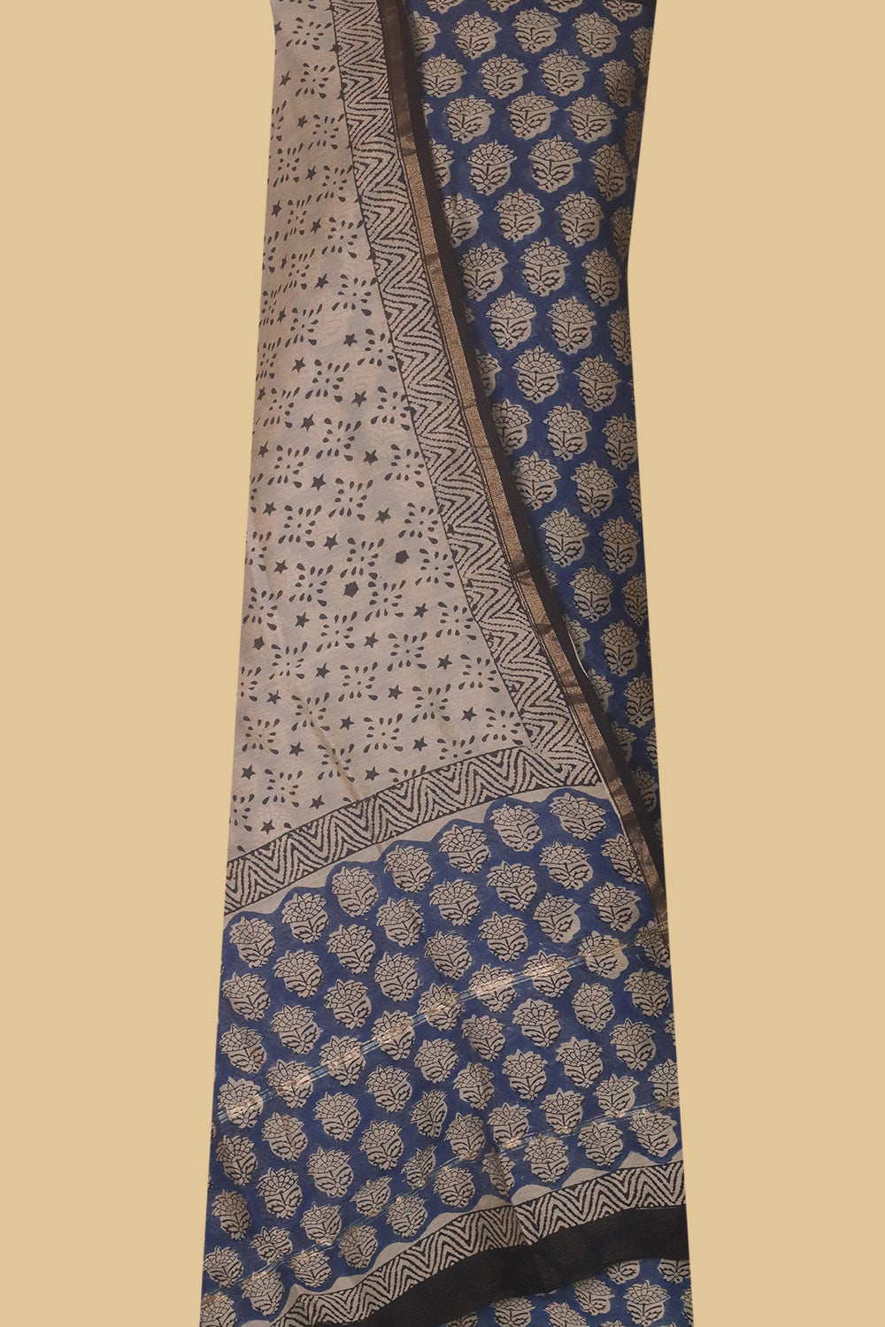 Butta on Blue Chanderi Silk Cotton Suit
