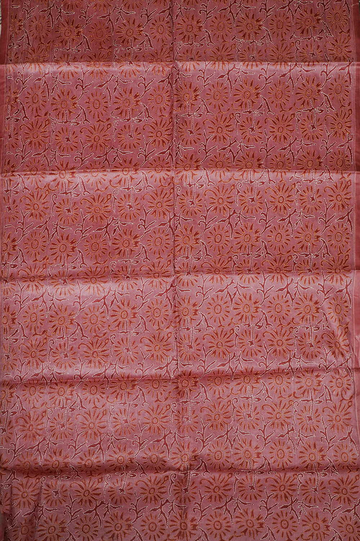 Salmon Pink Kantha Tussar Silk Blouse