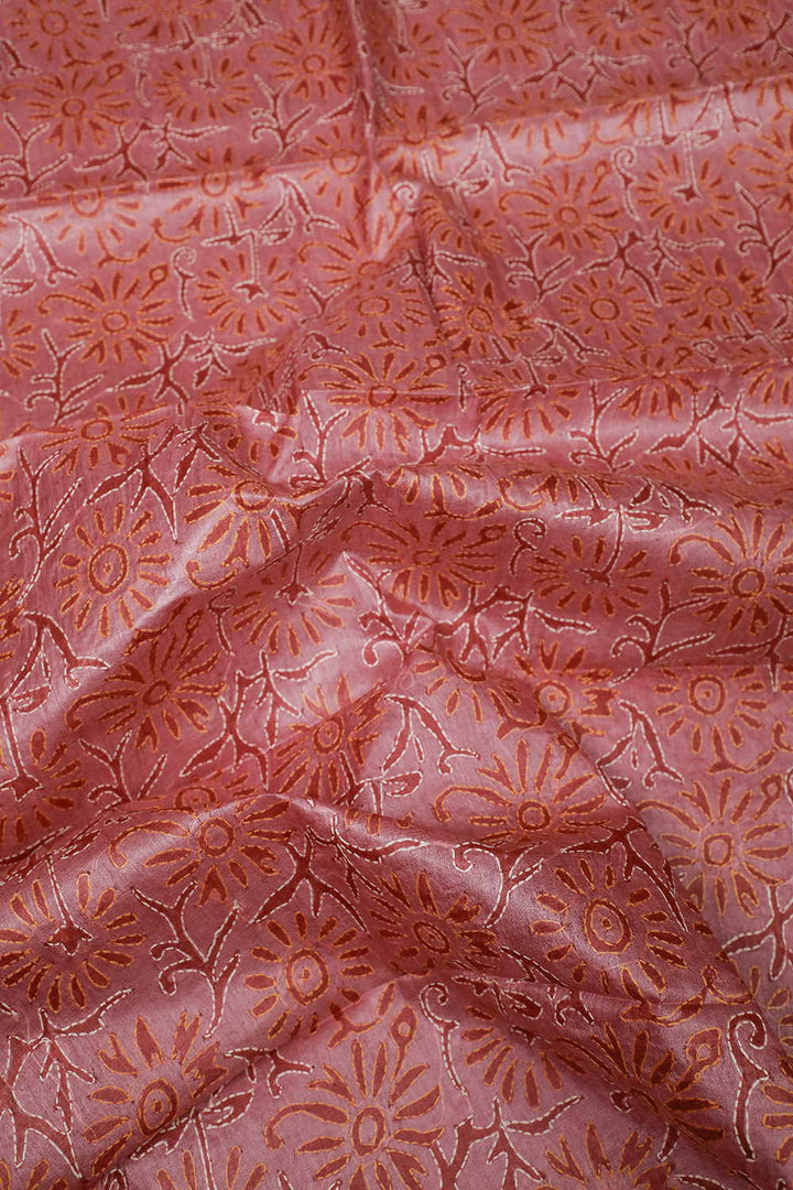 Salmon Pink Kantha Tussar Silk Blouse