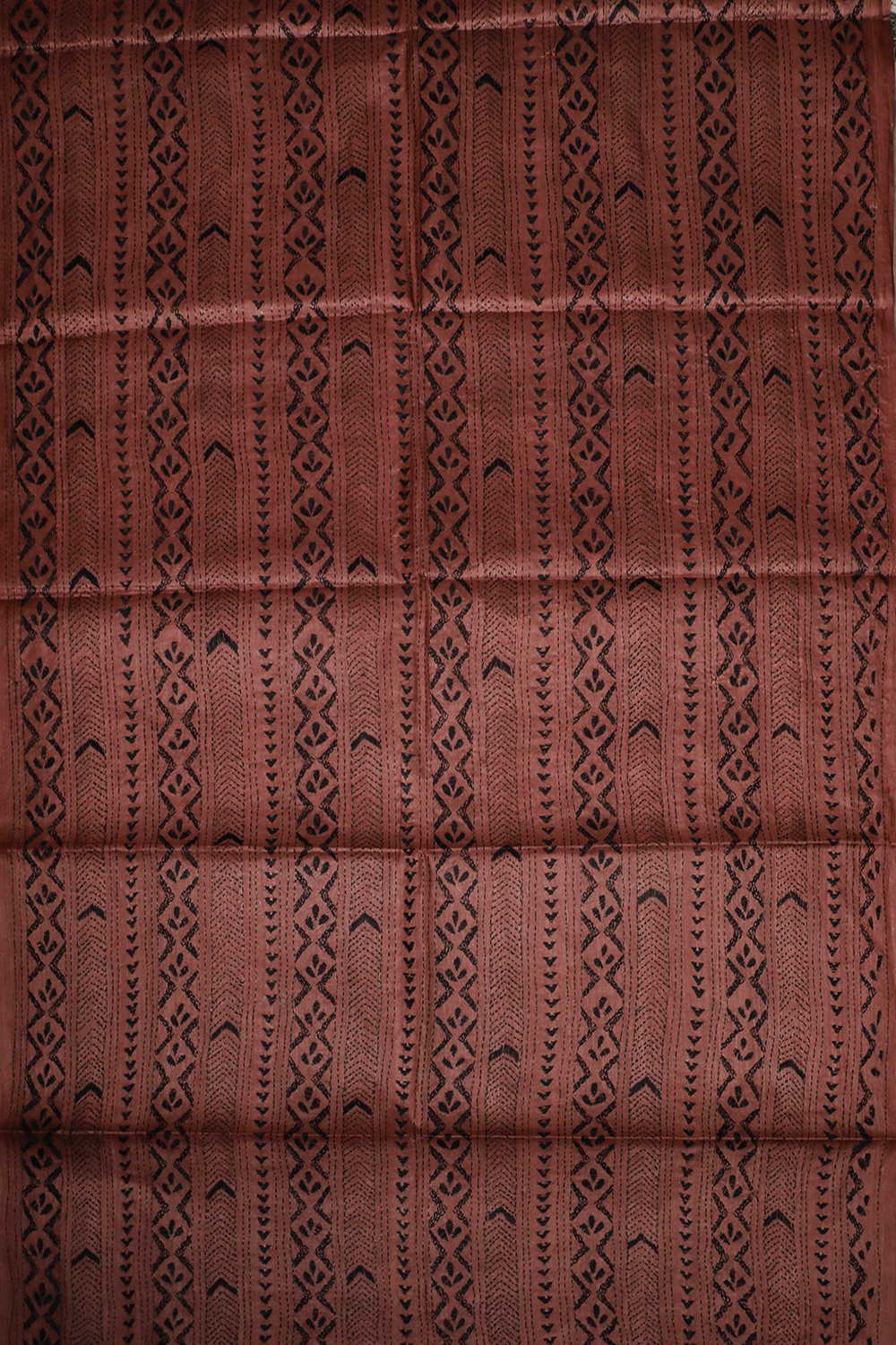 Burnt Maroon Kantha Tussar Silk Blouse