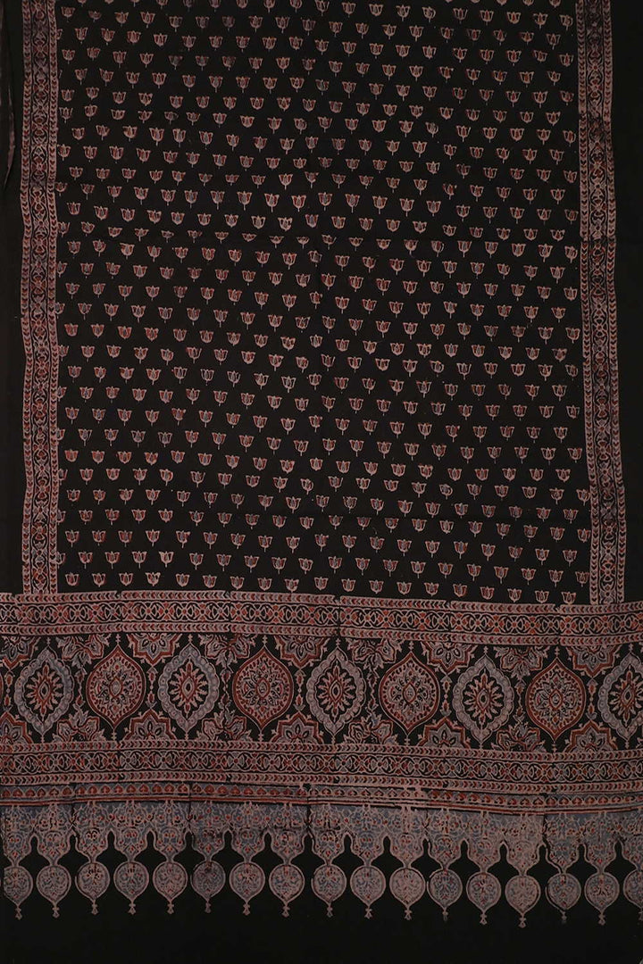 Block Printed Ajrak Dupatta - Matkatus 