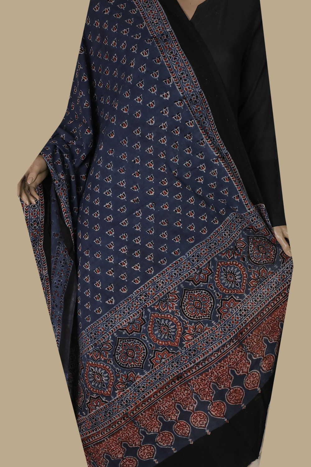 Ajrak Cotton Dupatta - Matkatus