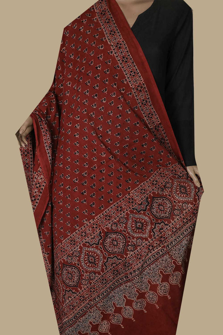 Ajrak Cotton Dupatta - Matkatus