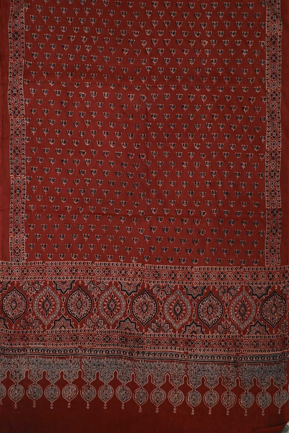 Block Printed Ajrak Dupatta - Matkatus 
