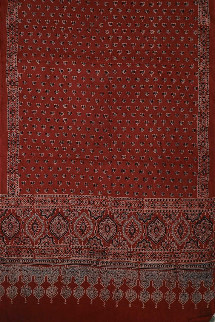 Block Printed Ajrak Dupatta - Matkatus 