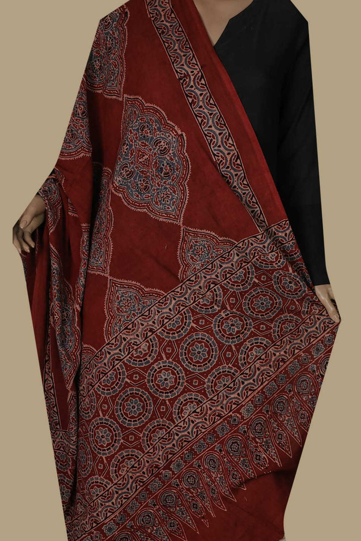 Ajrak Cotton Dupatta - Matkatus