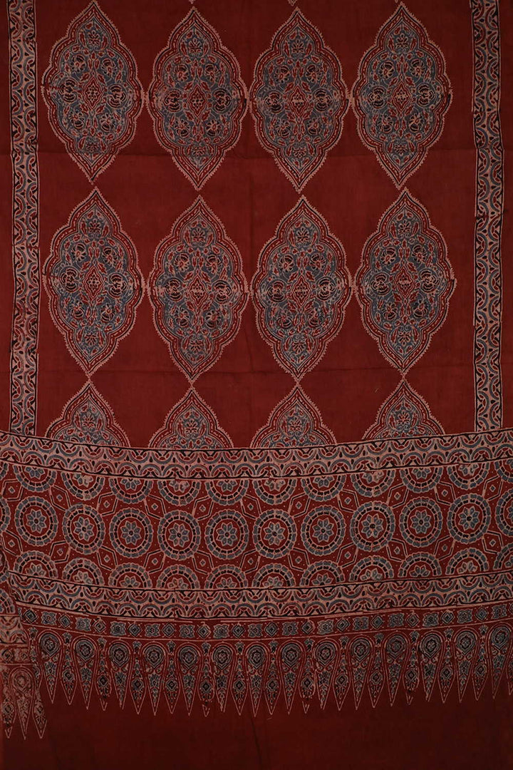 Block Printed Ajrak Dupatta - Matkatus 
