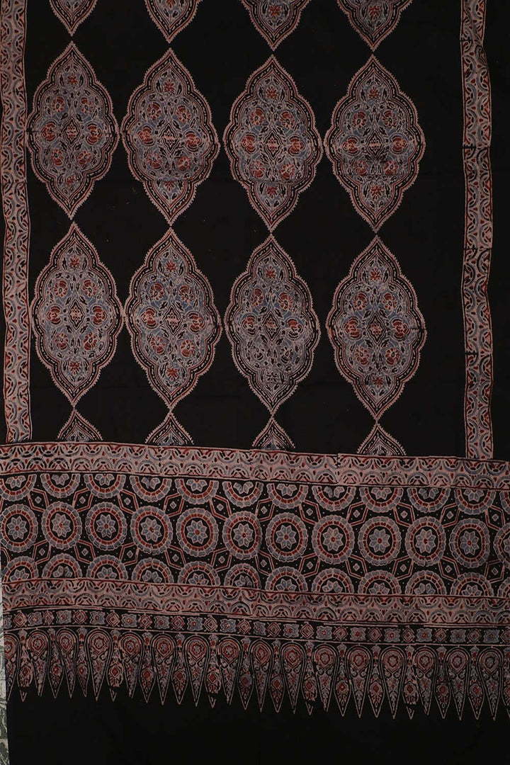 Block Printed Ajrak Dupatta - Matkatus 