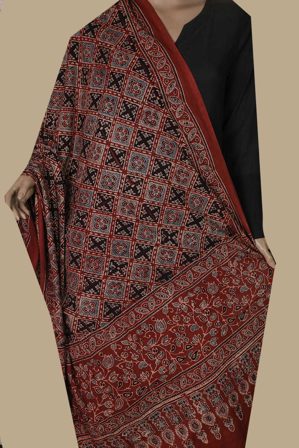 Ajrak Cotton Dupatta - Matkatus