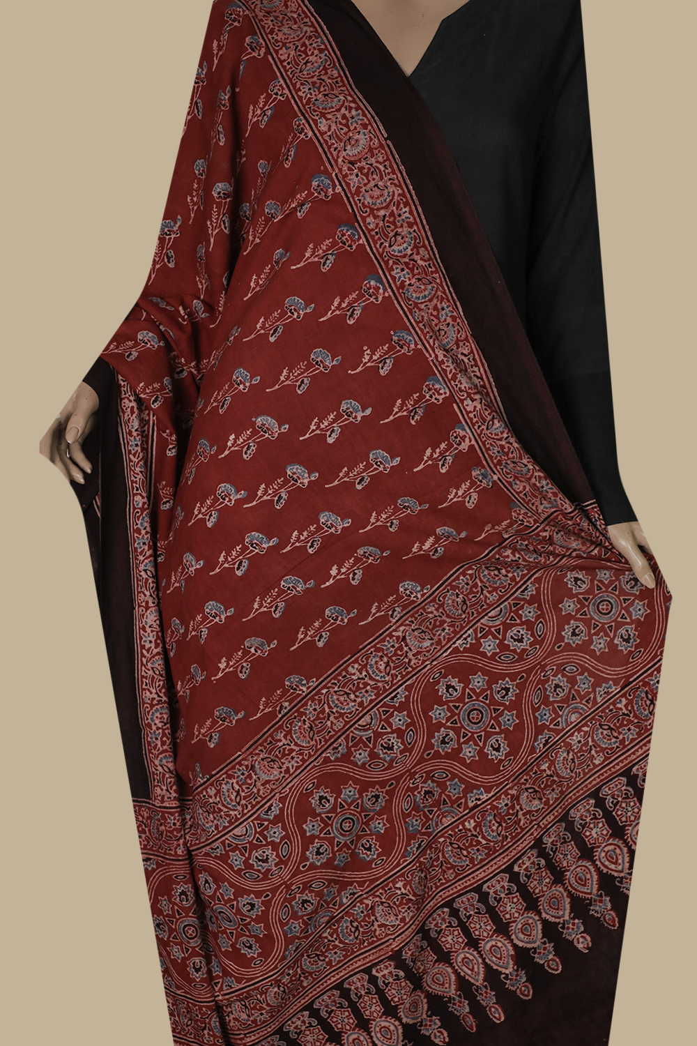 Ajrak Cotton Dupatta - Matkatus