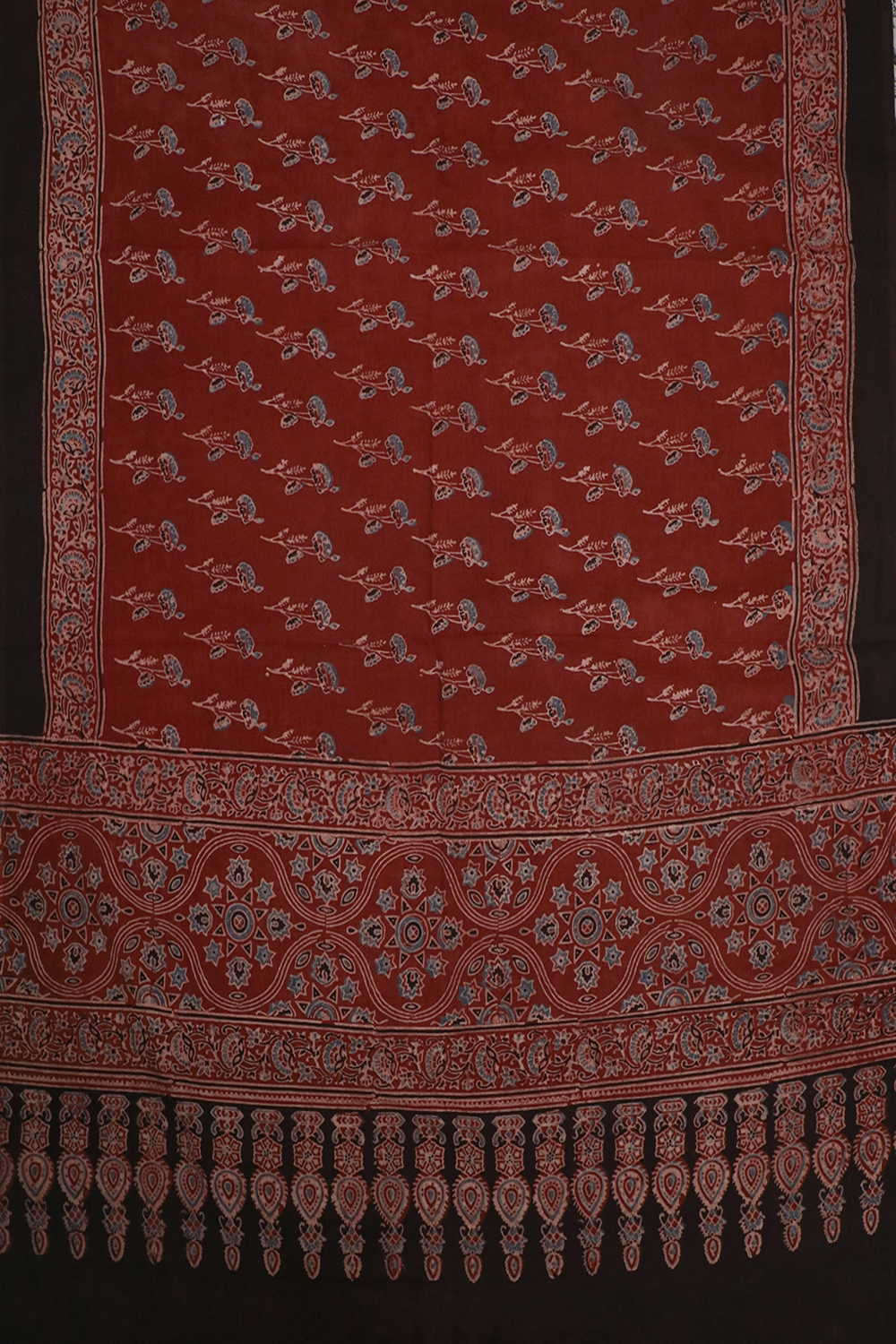 Block Printed Ajrak Dupatta - Matkatus 
