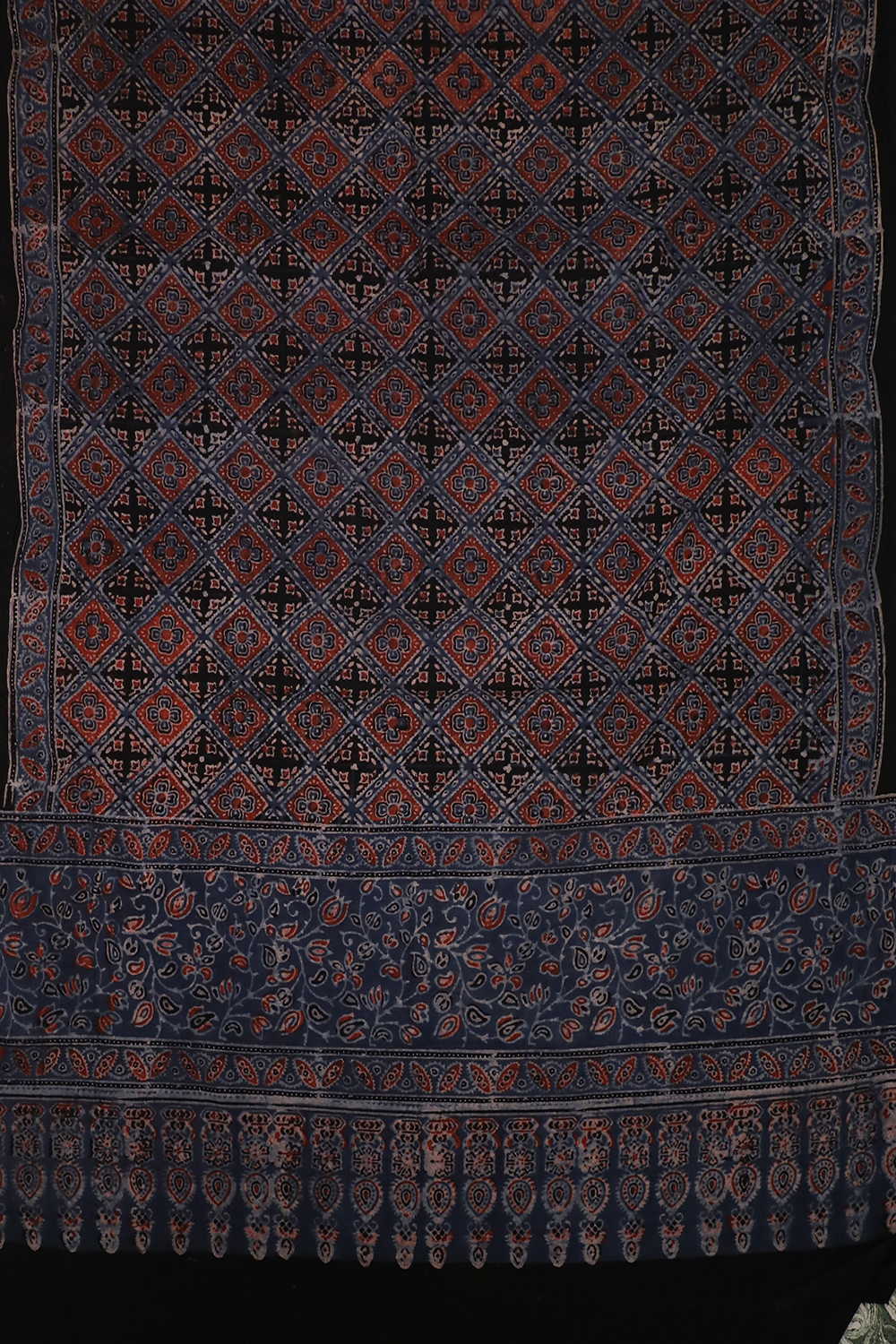 Block Printed Ajrak Dupatta - Matkatus 