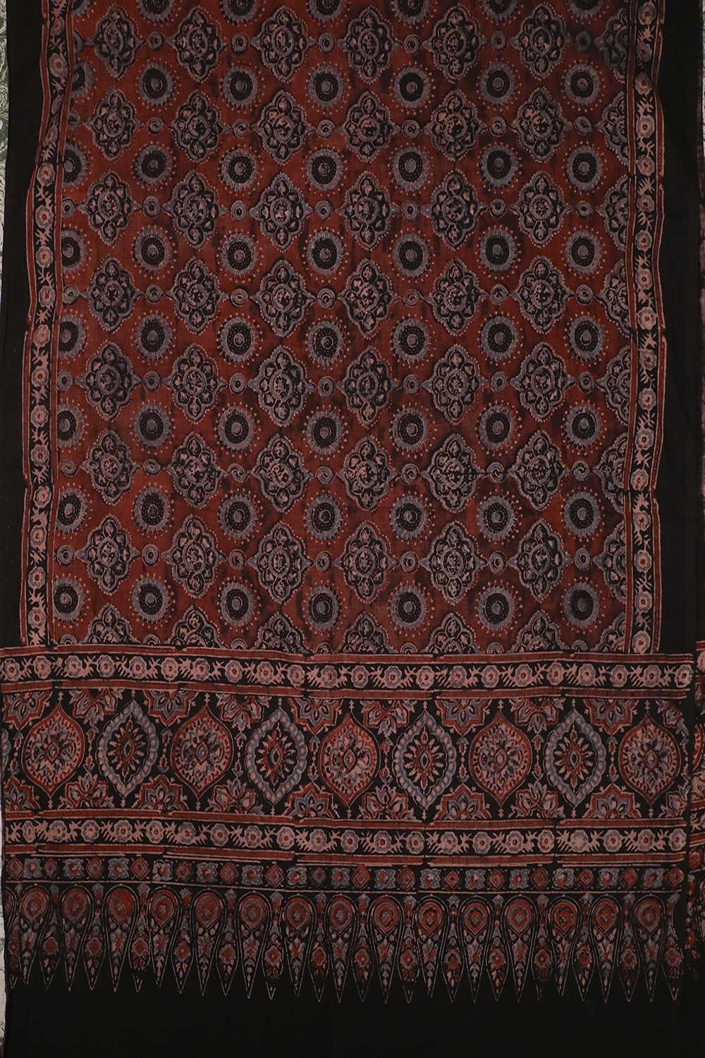 Block Printed Ajrak Dupatta - Matkatus 