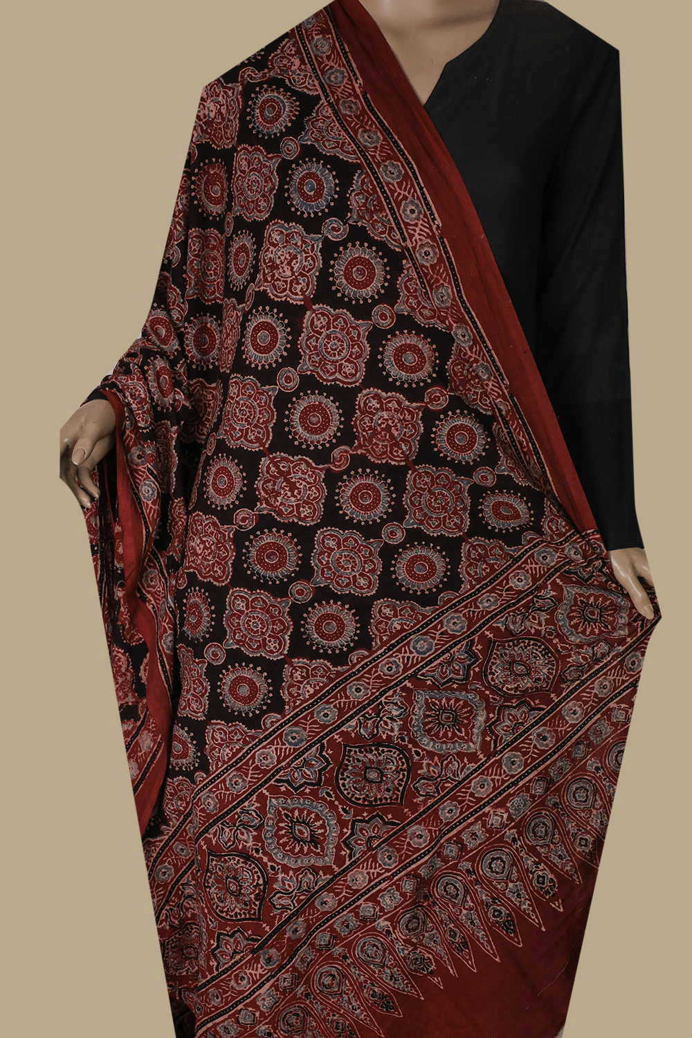 Ajrak Cotton Dupatta - Matkatus