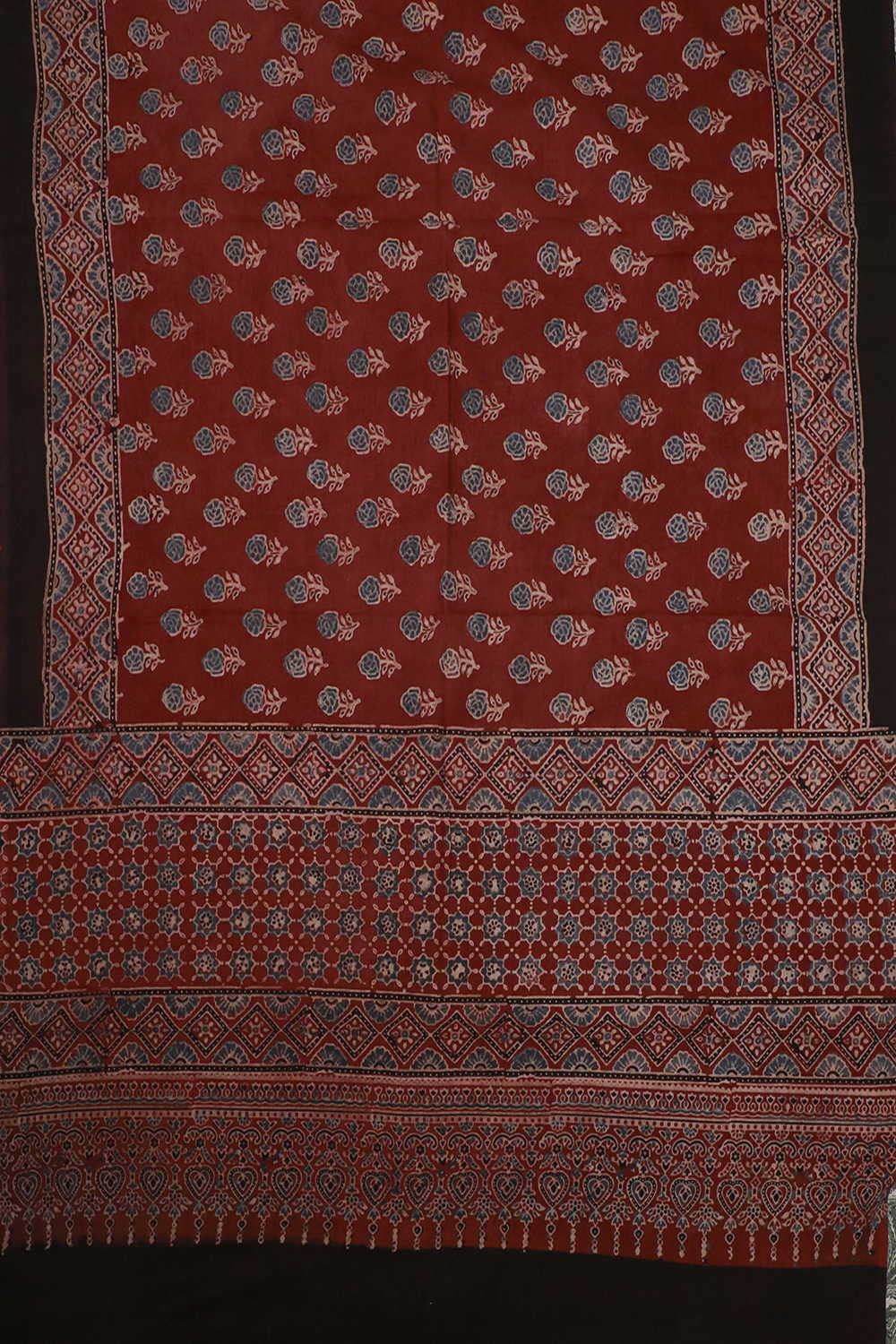 Block Printed Ajrak Dupatta - Matkatus 