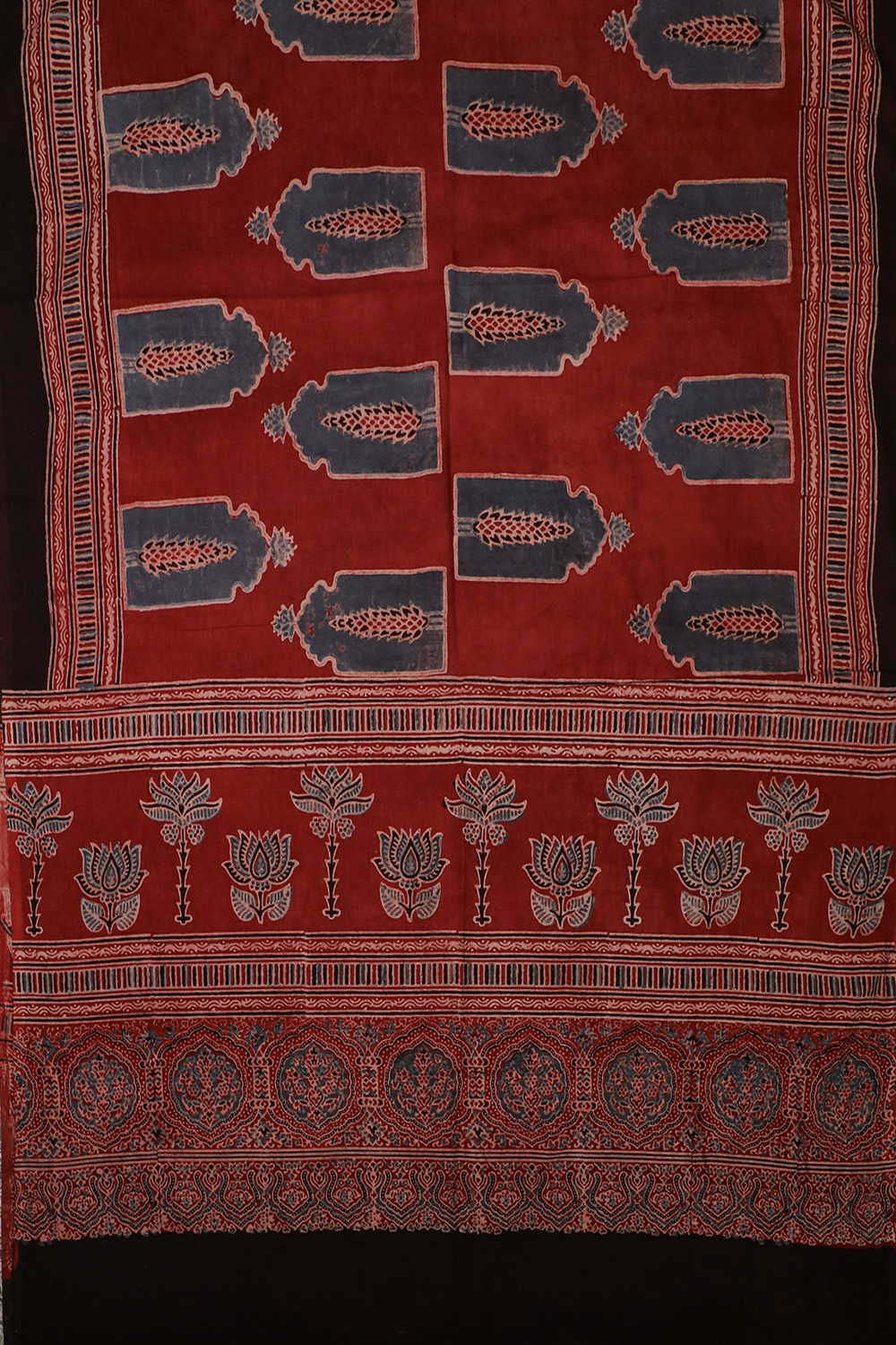 Block Printed Ajrak Dupatta - Matkatus 